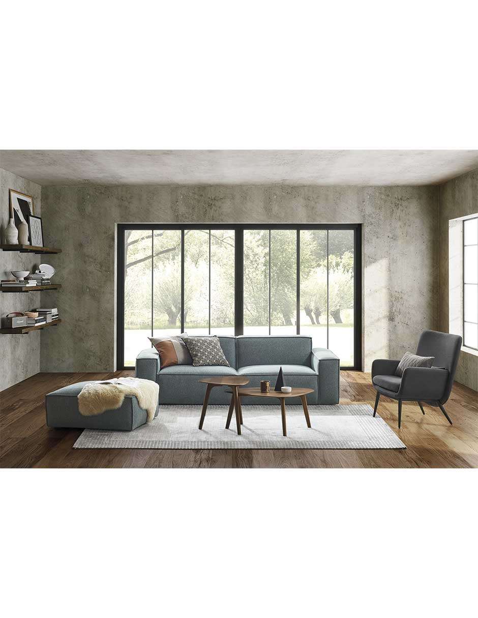 Paul - Sofá Modular 2 Plazas con Reposapiés - Gris