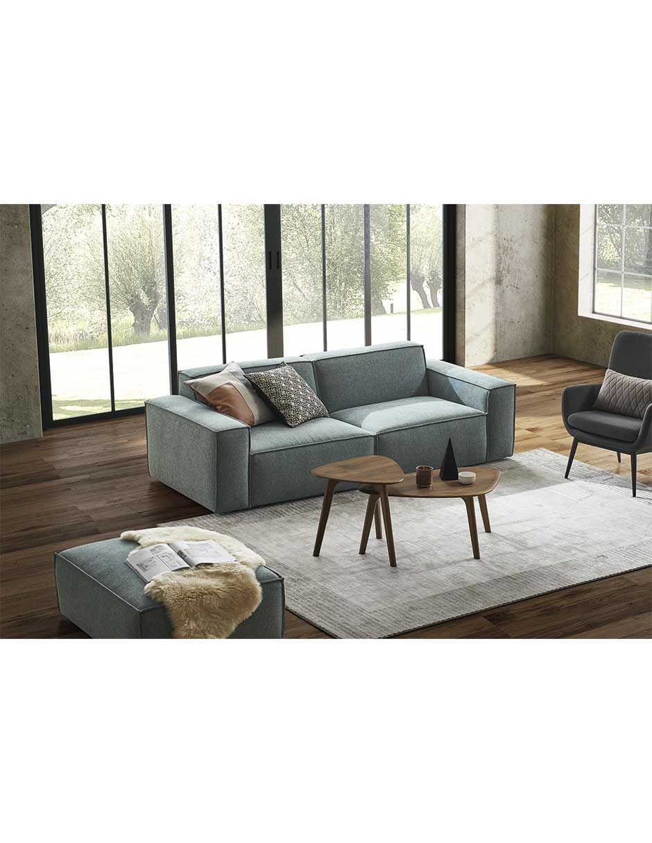 Paul - Sofá Modular 2 Plazas con Reposapiés - Gris